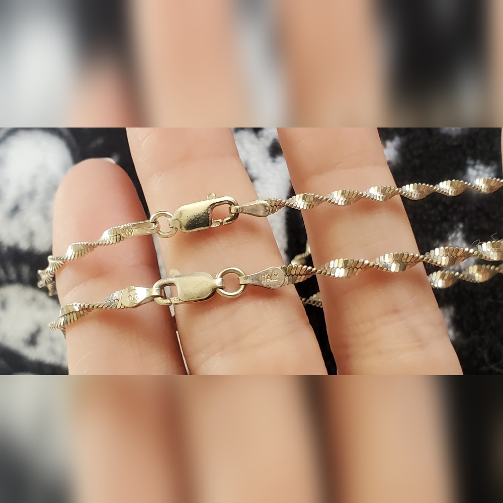 Vintage Silver Twisted Chain Necklace Set